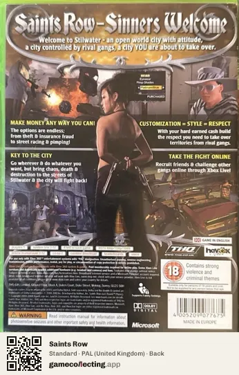 Saints Row Xbox 360, United Kingdom box back