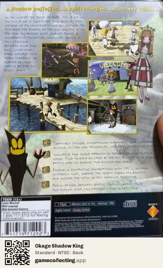 Okage Shadow King PlayStation 2, NTSC box back
