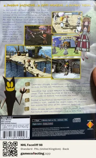 NHL FaceOff 98 PlayStation, United Kingdom box back