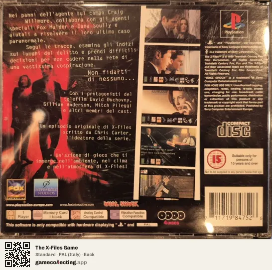 The X-Files Game PlayStation, Italy box back