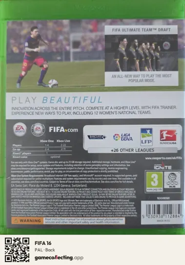 FIFA 16 Xbox One, PAL box back
