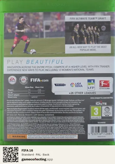 FIFA 16 Xbox One, PAL box back