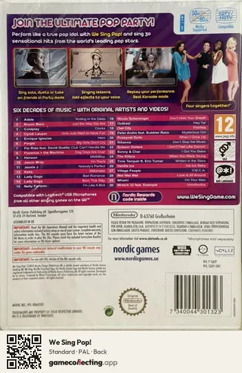 We Sing Pop! Nintendo Wii, PAL box back