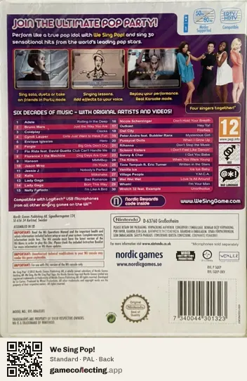 We Sing Pop! Nintendo Wii, PAL box back