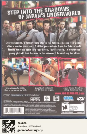 Yakuza PlayStation 2, NTSC box back