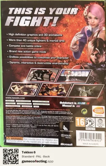 Tekken 6 Xbox 360, PAL box back