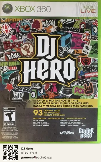 DJ Hero Xbox 360, NTSC box front