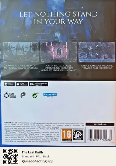 The Last Faith PlayStation 5, PAL box back