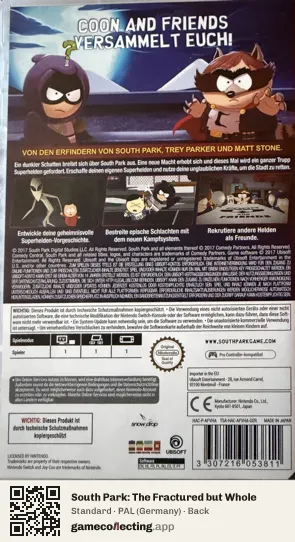 South Park: The Fractured but Whole Nintendo Switch, Germany box back