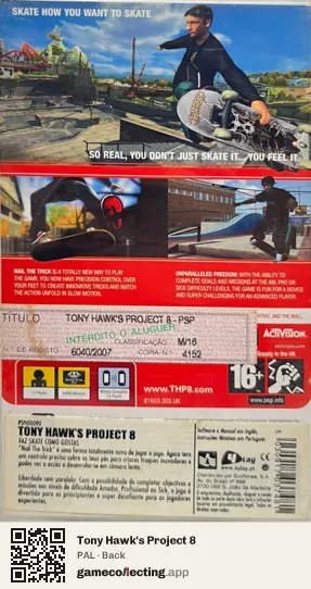 Tony Hawk's Project 8 PlayStation Portable, PAL box back