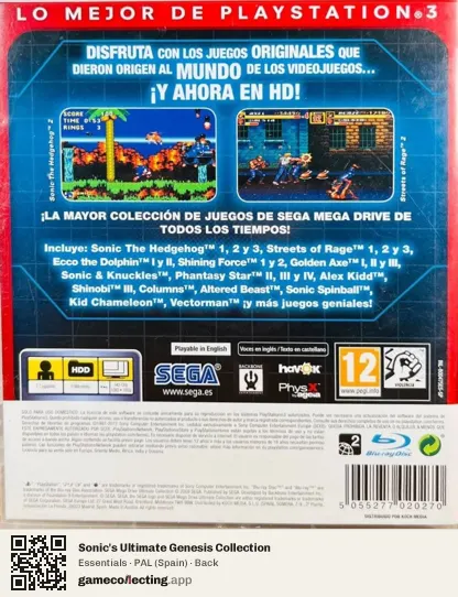 Sonic's Ultimate Genesis Collection PlayStation 3, Spain box back