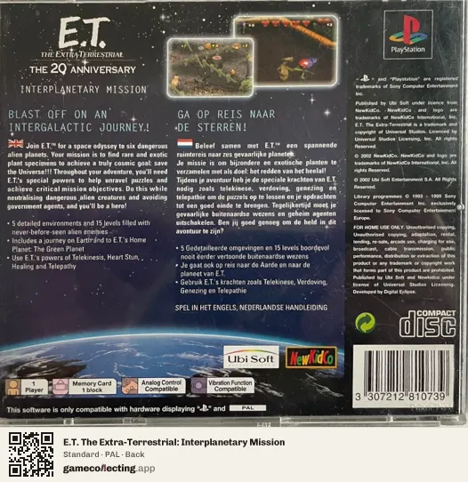 E.T. The Extra-Terrestrial: Interplanetary Mission PlayStation, PAL box back