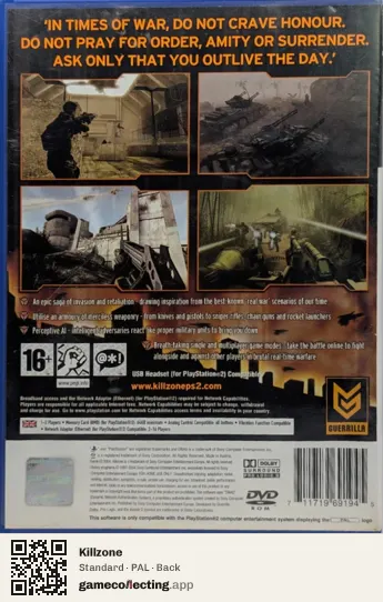 Killzone PlayStation 2, PAL box back