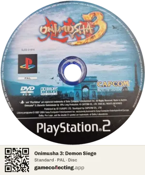 Onimusha 3: Demon Siege PlayStation 2, PAL disc