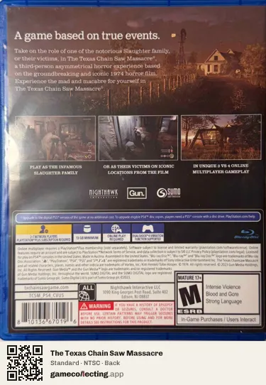 The Texas Chain Saw Massacre PlayStation 4, NTSC box back