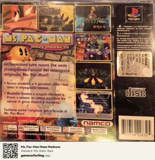 Ms. Pac-Man Maze Madness PlayStation, Italy box back
