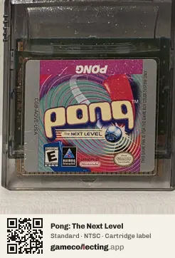 Pong: The Next Level Game Boy Color, NTSC cartridge label