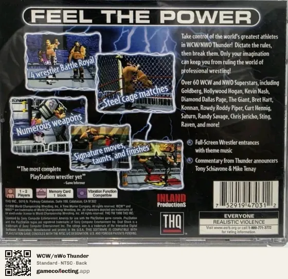 WCW/nWo Thunder PlayStation, NTSC box back