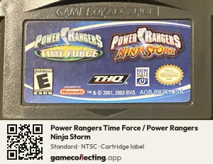 Power Rangers Time Force / Power Rangers Ninja Storm Game Boy Advance, NTSC cartridge label