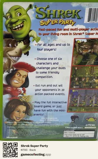 Shrek Super Party Xbox, NTSC box back