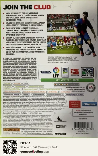 FIFA 13 Xbox 360, Germany box back