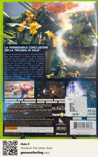 Halo 3 Xbox 360, Italy box back