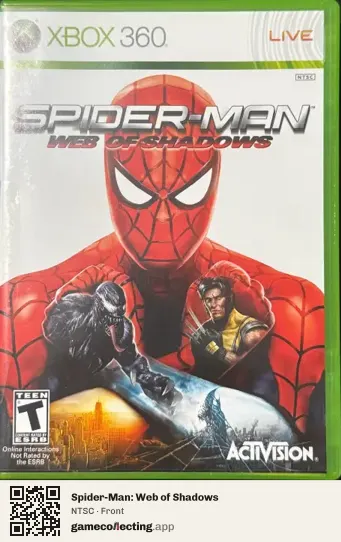 Spider-Man: Web of Shadows Xbox 360, NTSC box front
