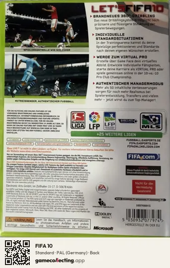 FIFA 10 Xbox 360, Germany box back