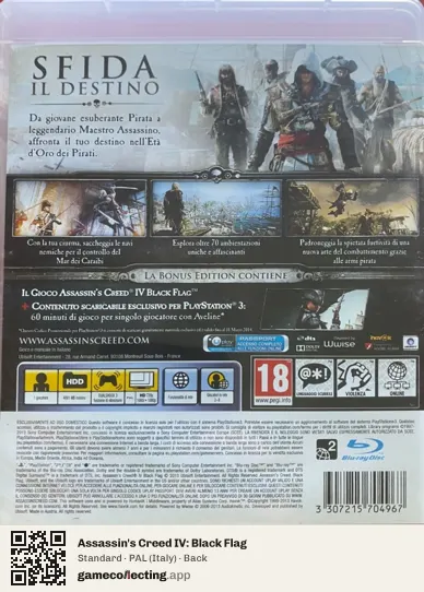 Assassin's Creed IV: Black Flag PlayStation 3, Italy box back