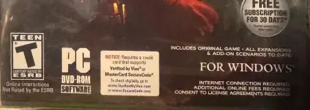 Final Fantasy XI, the ESRB box on its front