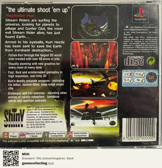 MDK PlayStation, United Kingdom box back