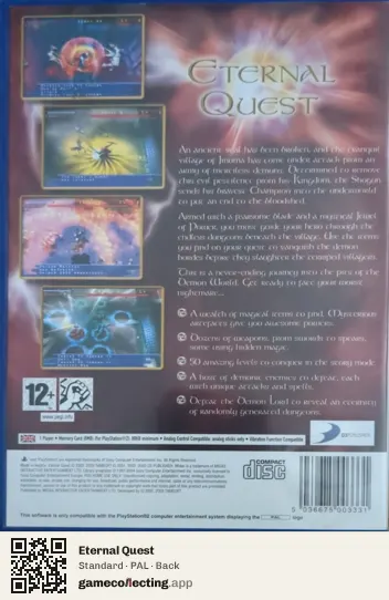Eternal Quest PlayStation 2, PAL box back