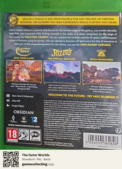 The Outer Worlds Xbox One, PAL box back