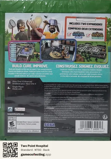 Two Point Hospital Xbox One, NTSC box back