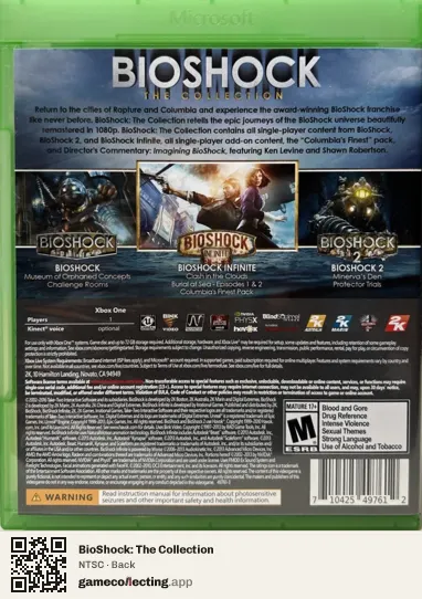 BioShock: The Collection Xbox One, NTSC box back