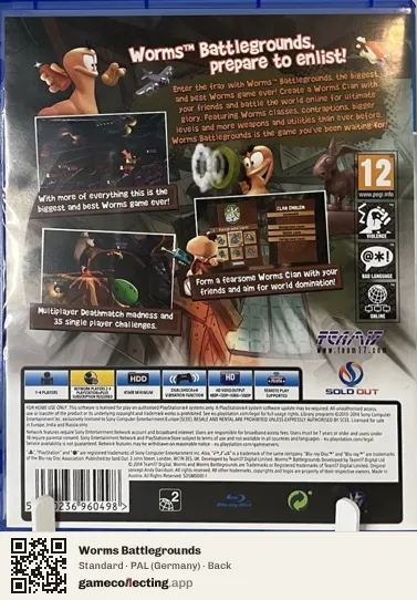 Worms Battlegrounds PlayStation 4, Germany box back