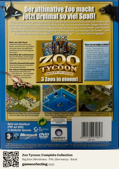Zoo Tycoon: Complete Collection Computer, Germany box back