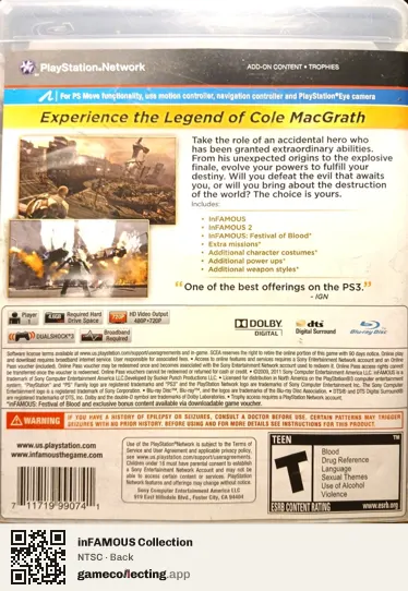 inFAMOUS Collection PlayStation 3, NTSC box back