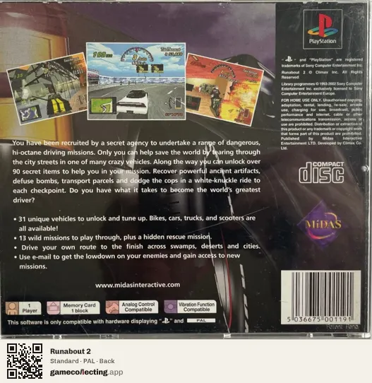 Runabout 2 PlayStation, PAL box back
