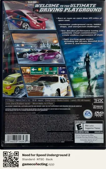 Need for Speed Underground 2 PlayStation 2, NTSC box back