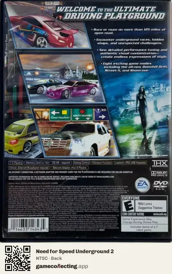Need for Speed Underground 2 PlayStation 2, NTSC box back