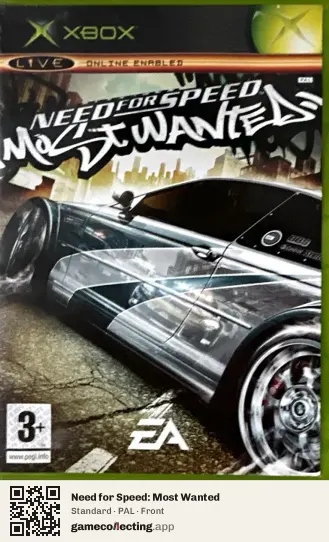 Need for Speed: Most Wanted Xbox, PAL box front