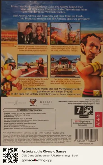 Asterix at the Olympic Games Computer, Germany box back