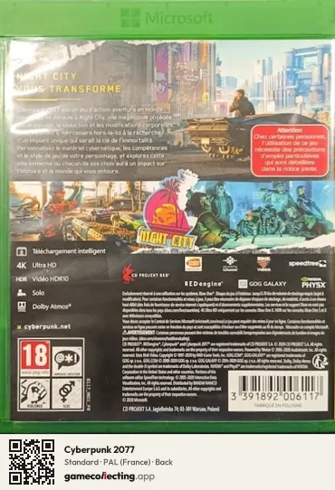 Cyberpunk 2077 Xbox One, France box back