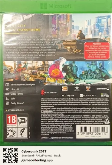 Cyberpunk 2077 Xbox One, France box back