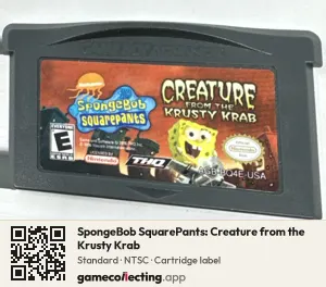 SpongeBob SquarePants: Creature from the Krusty Krab Game Boy Advance, NTSC cartridge label