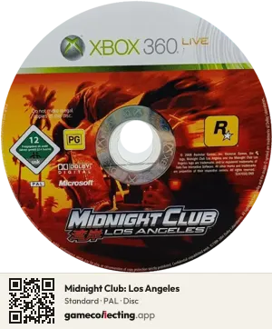 Midnight Club: Los Angeles Xbox 360, PAL disc