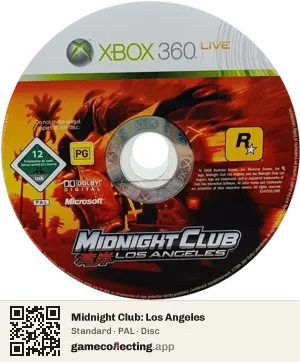 Midnight Club: Los Angeles Xbox 360, PAL disc