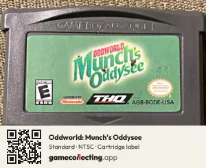 Oddworld: Munch's Oddysee Game Boy Advance, NTSC cartridge label