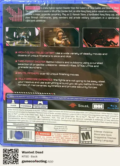 Wanted: Dead PlayStation 4, NTSC box back